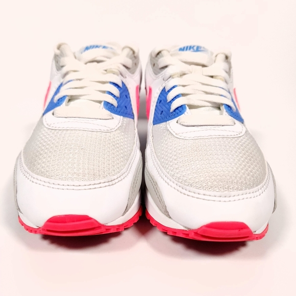 Nike Air Max 90 White/Hot Coral-Blue Crystal Womens Size 7 DA8856 100 Good Con - Picture 2 of 15